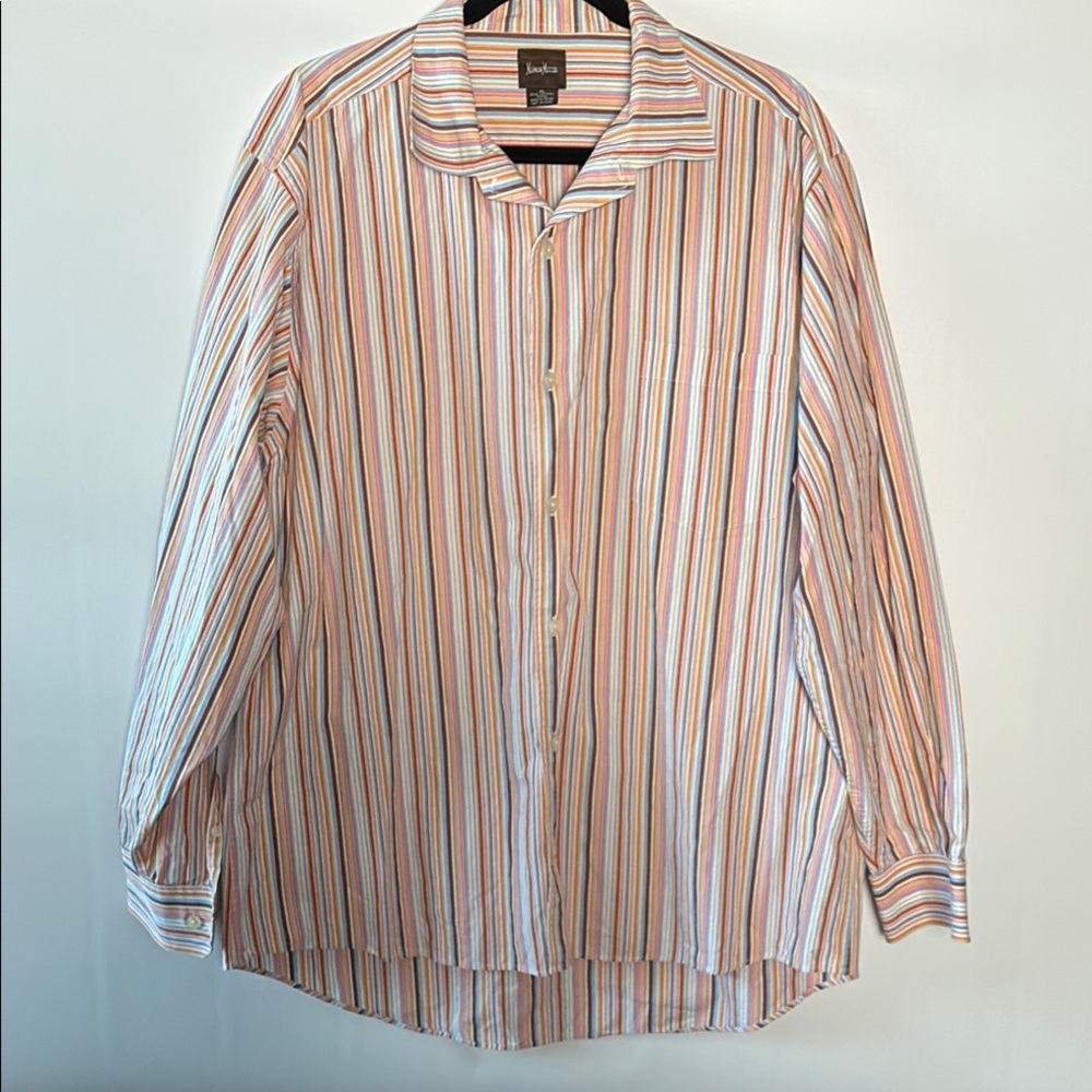Neiman Marcus Multicolor Striped Button Down Shirt - 100% Cotton